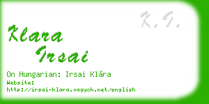 klara irsai business card